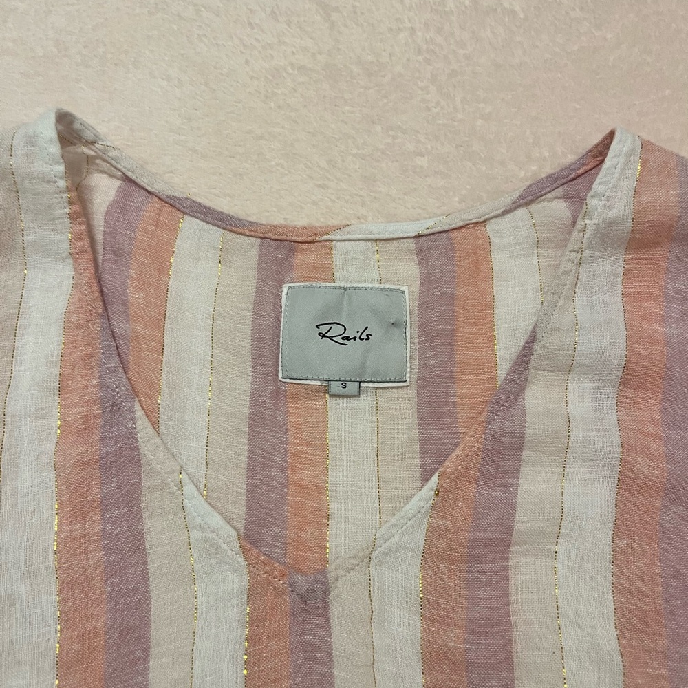 Striped Sleeveless Ruffle Top - Picture 2 of 4